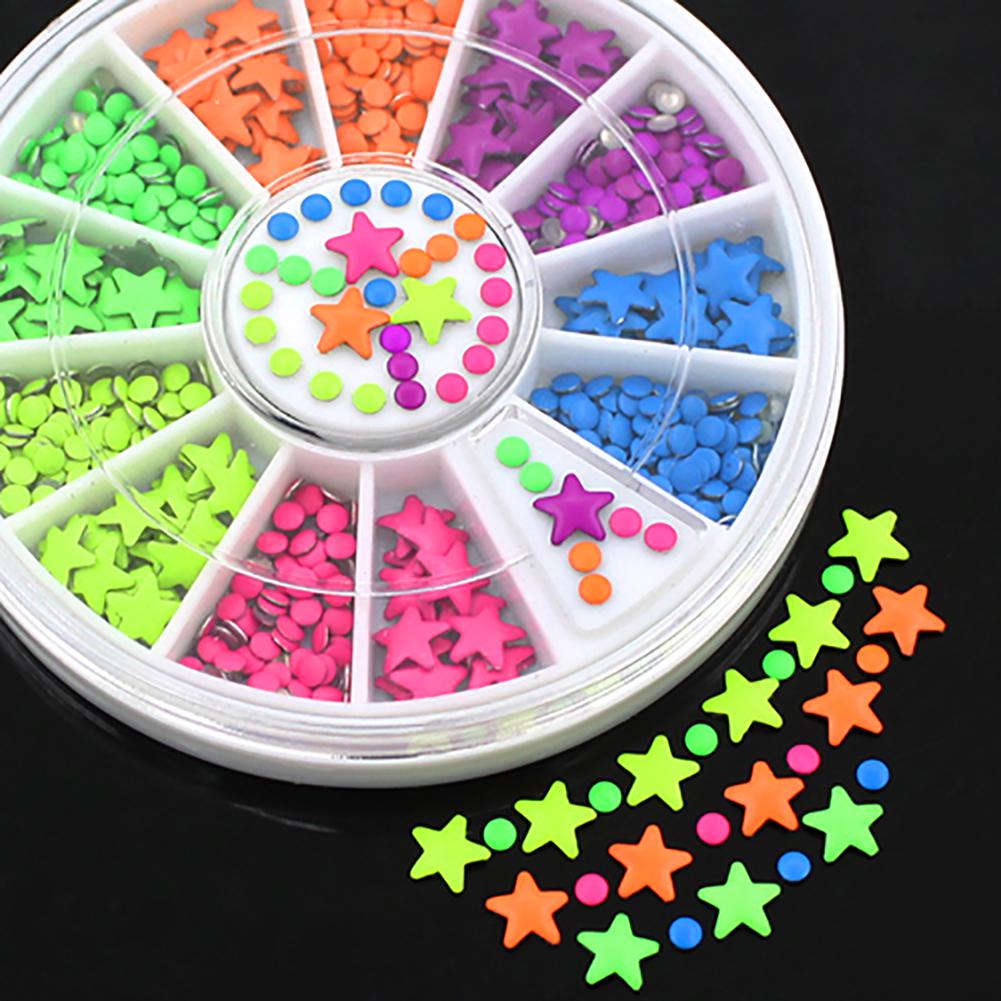 

Puntos Nail Art смешанные цвета плоская задняя часть звезды и полукруглые DIY советы украшения колесо one size