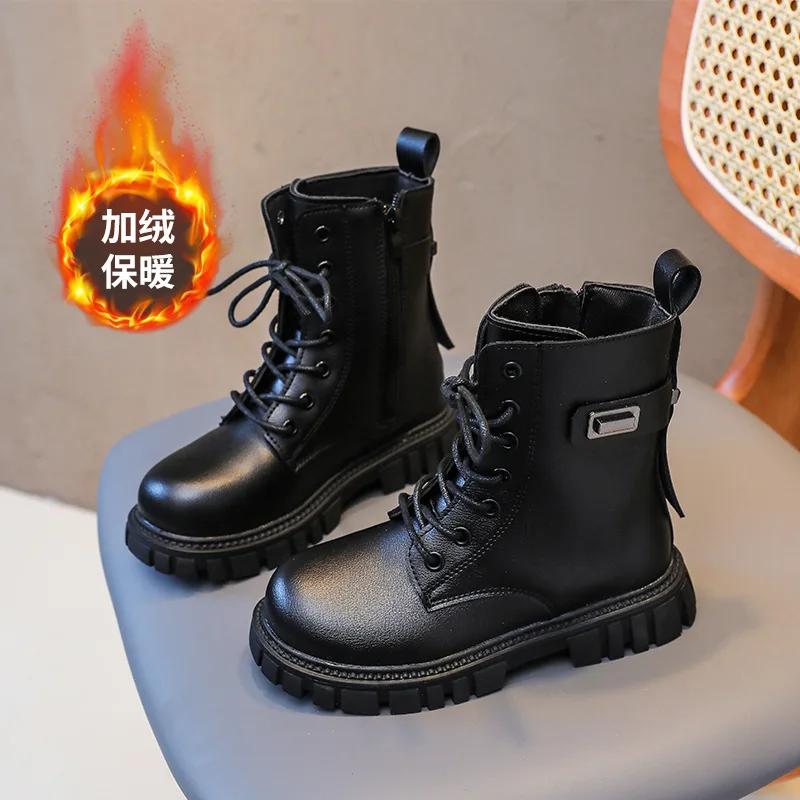 Girls' Shoes Short Boots Autumn British Leather Ankle Boots for Girls Soft Sole Girl's Boot Non Slip Kid Shoes