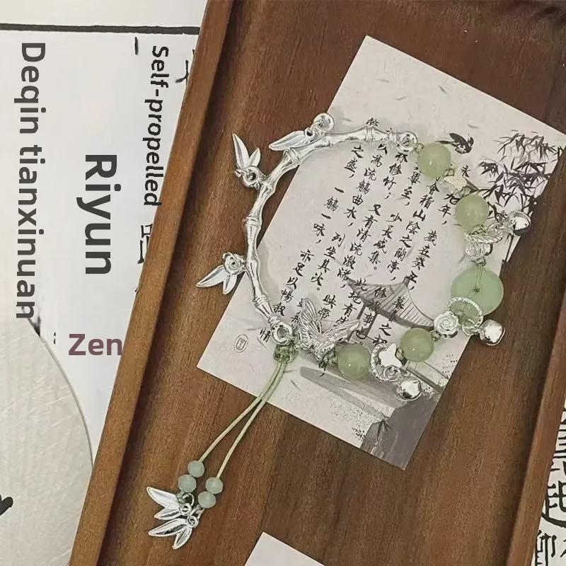 Wenwan Jiaren: Nuovo Bracciale Loto di Bambù 2024 per Donna - Design Intrecciato Retro Stile Nazionale Cool