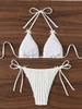 2025 New Summer Swimwear Bikini Set Sexy Laced Up Backless Bikini 2 Piece Set Women Solid Split Waist Beach Vacation Bikini