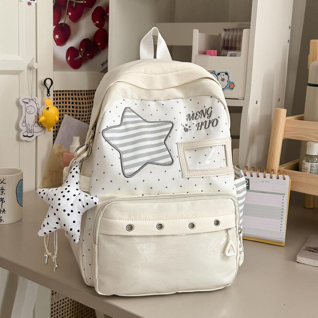 Schoolbag Sweet Wind Milk Blue Striped Stars Student Backpack Korean ins Vitality Age Reduction Travel Small Backpack