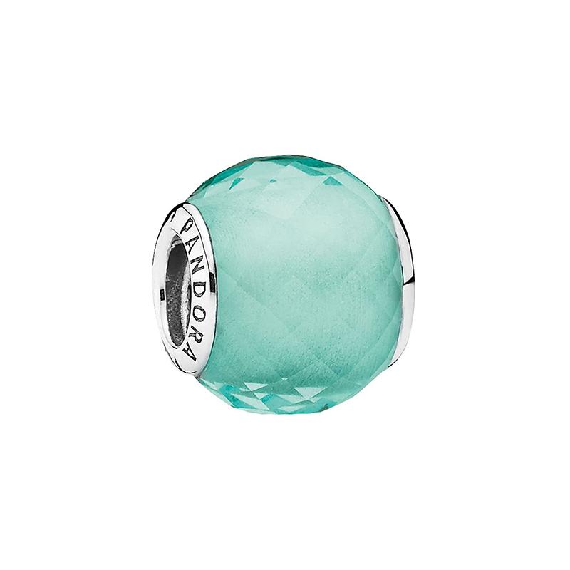 Pandora Crystal ball with carved facets and 925 sterling silver charm, green 791499SGQ серебряный