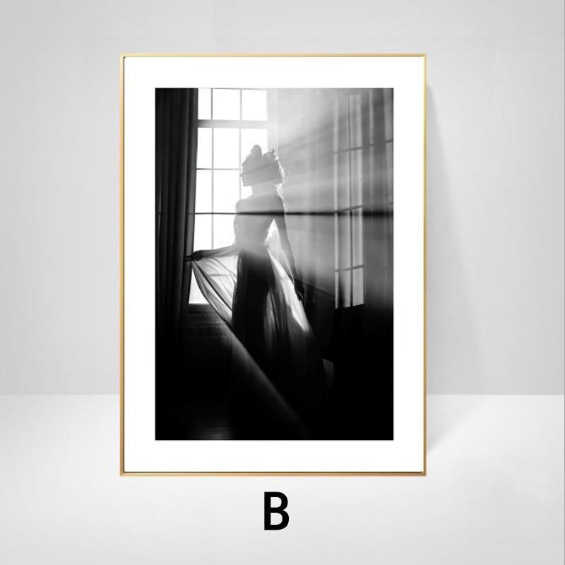 Black and White Wall Art Poster Landscape Architecture Figure Canvas Painting Nordic Living Room Home Decoration Picture Print