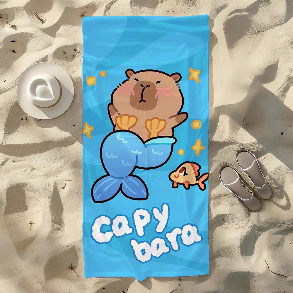 Toalla de Capibara Linda de Dibujos Animados Para Natación Yoga Gimnasio Secado Rápido Suave y Amigable con la Piel Toallas de Playa Todas las Estaciones