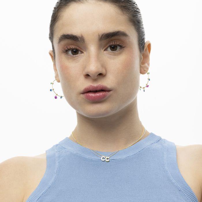 Boucles d'oreilles Luxenter en argent 925 et zircon multicolore finies en or jaune 18k - Yhapec