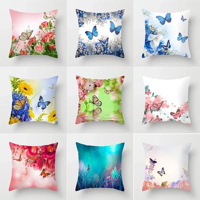 Decoratieve Kussensloop met Vlinderbloem Patroon voor Auto Sofa Vierkante Kussenhoes