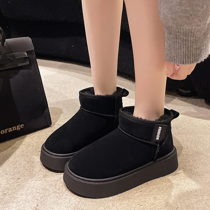 Winter new short snow boots women's platform short boots women's velvet thermal cotton boots