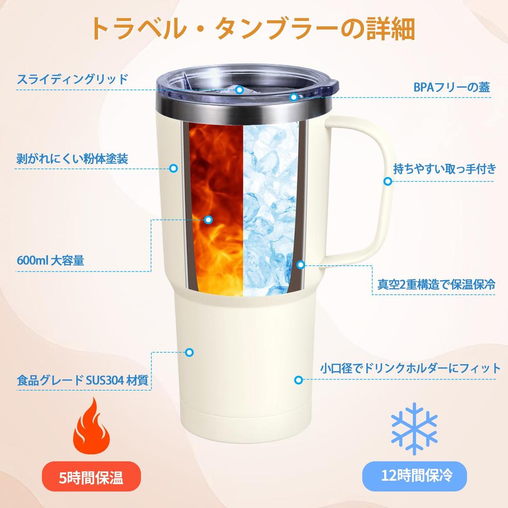 Livole Vacuum Insulated with Keeps Hot or 600ml Coffee Large Capacity with Stainless Steel Double Wall Thermos with Perfect for and Carbonated Perfect