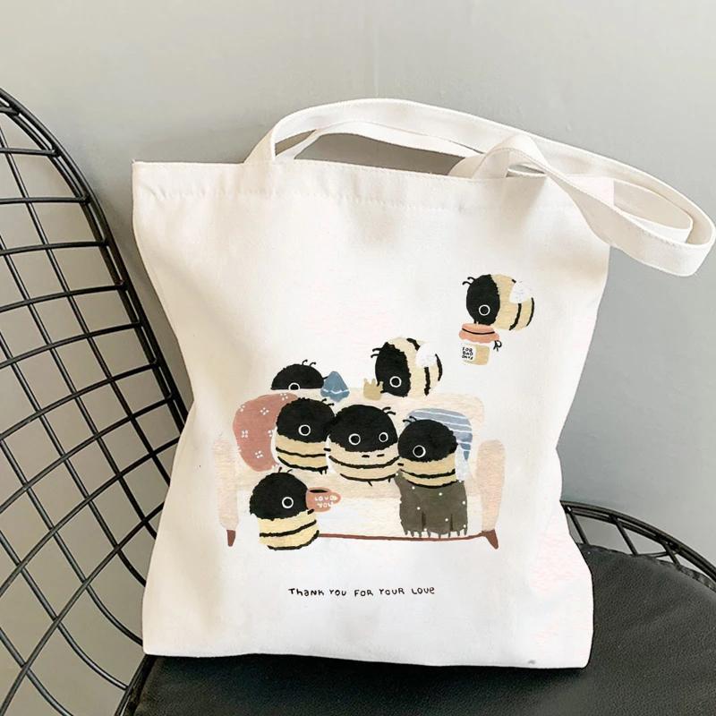 Rd lala Kikker Kunst Print Schoudertas Canvas Tote Bag Shopper Tas Dames Designer Nieuwe Meisjes Mode Casual Minimalistisch wit