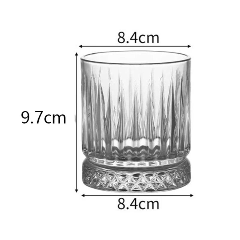 2pcs Set 13OZ Whiskey Glasses Tumbler Diamond Carved Wine Cups Crystal Barware Light Luxury Beer Mug Transparent  Cocktail Glass