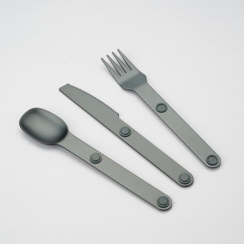 3pcs/set Magnetic Aluminum Cutlery Set - Travel Picnic Camping Cutlery Set Including Steak Knife, Spoon, Salad Fork Eating Tools
