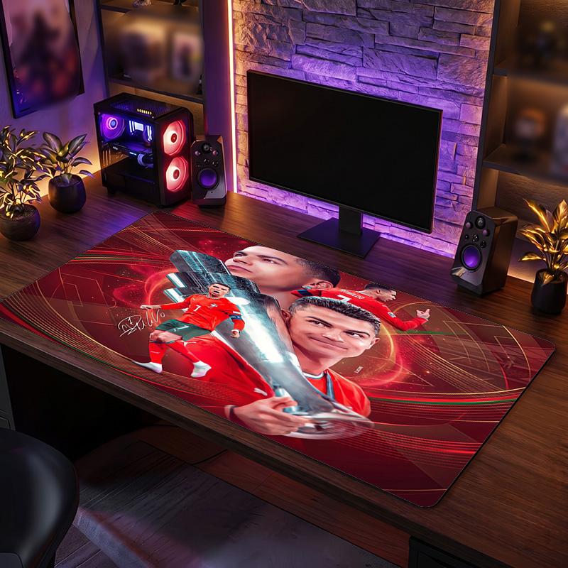 Tappetino Mouse Scudo Cristiano Ronaldo, Tappetino da Scrivania Esteso Antiscivolo in Gomma per Gaming Ufficio Laptop Regalo per Fan