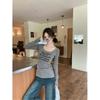 Women's Retro Slim Fit U-Neck Long Sleeve T-Shirt - Early Spring Base Layer