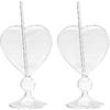 MANMAOHE 8 Oz Unique Cocktail Glasses Set of 2 Creative Heart Shaped Wine Glasses with Straw Romantic Drinking Glasses Juice Glasses for Wedding Home