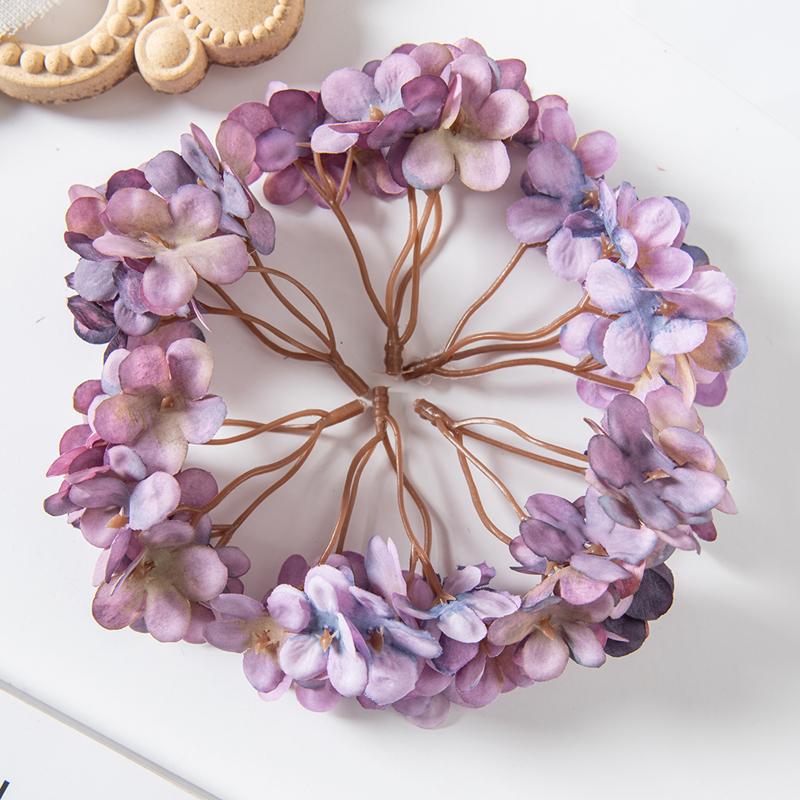 10PCS Silk Hydrangea Heads Artificial Flowers for Home Wedding Decor Candy Box Garlands Handmade Flower Arrangement Accessories