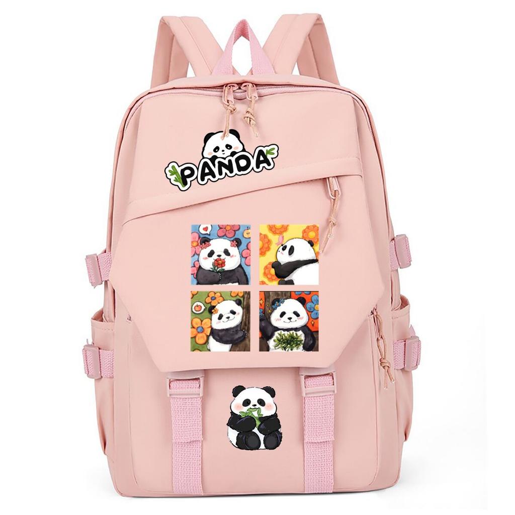 Panda Huahua Cartoon Printed Student Campus Backpack Casual Large Capacity School Bag