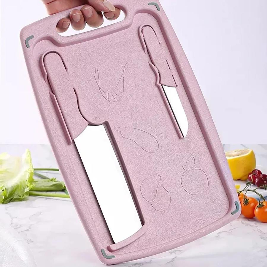 1PCS/2PCS kitchen household 3-in-1 mildew proof cutting board, fruit and vegetables with knives multi-functional cutting board