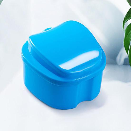 Dentures Case Portable Soaking Denture Bath Box with Strainer Basket Invisible Brace Retainer Mouth Guard Dental Aligner Container Holder