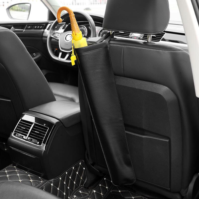 Car Umbrella Holder: Foldable Leather Storage Sleeve for Rainproof Protection