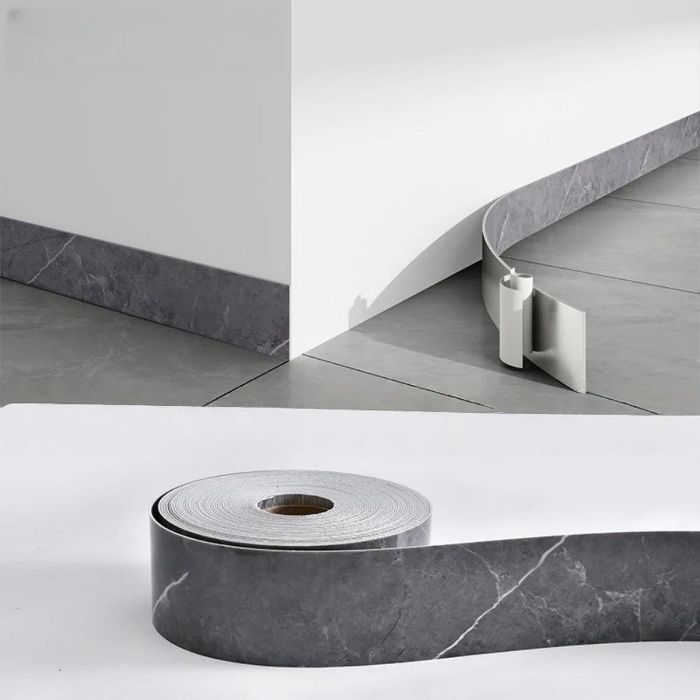 1pc 10cm X 5m PVC Self-Adhesive Marble Baseboard Sticker - Waterproof Skirting Board Protector for Corner Window Sill Home