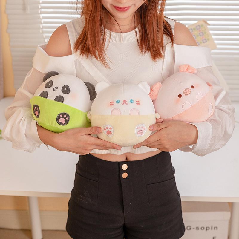 Super Cute Dog Pig Cat Panda Balls Plush Toys Soft Stuffed Cartoon Animal Pillow Creative Souvenir Room Decor Birthday Gift