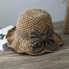1pcs Elegant Sun Hat - Hand Woven with Vintage Ruffles and Bow, Foldable Travel Beach Hat