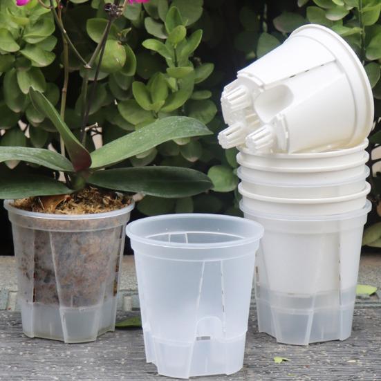 Samozavlažovací květináč Prodyšný průhledný plastový květináč pro Phalaenopsis Ovládání Automatický zásobník vody Květináč pro domácí kancelář
