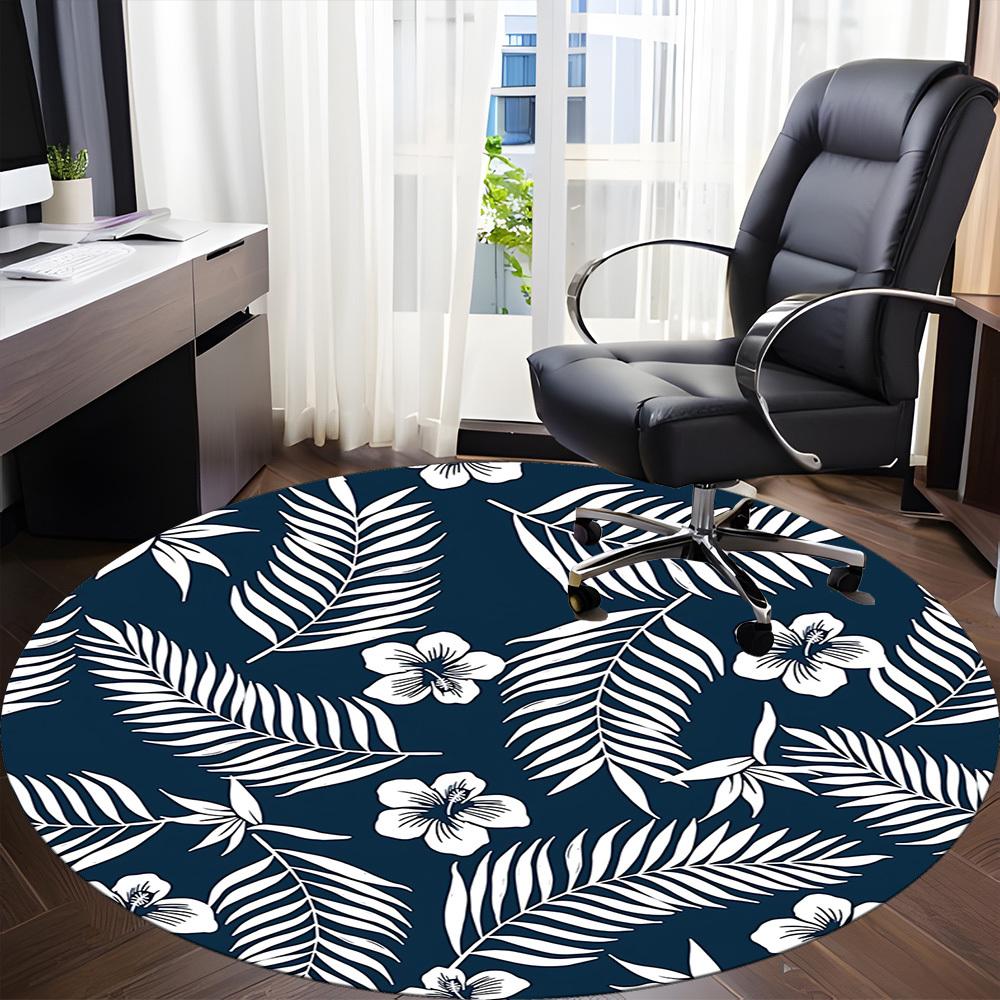 

1 шт. Круглый коврик для офиса с тропическими листьями, нескользящий, мягкий и прочный офисный коврик для декора интерьера, идеально подходит для офиса, красивое украшение yy260324 80cm by 80cm