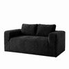Boneless Deep Seat 2-Seater, No Assembly Foam Floor Couch, Plush Corduroy Fabric, Living Room Sofa for Small Space Apartment, Bedroom, Office (Black)