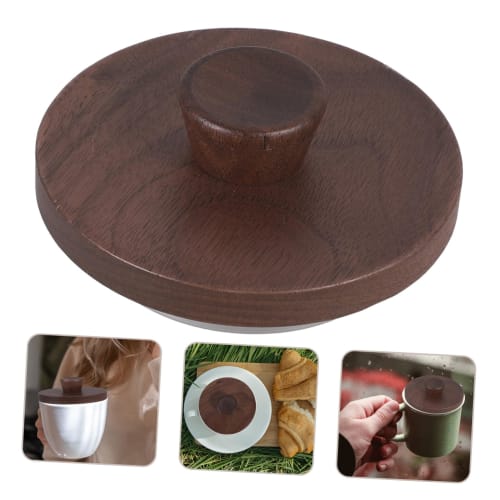 LABRIMP Nuts Wooden Cup Cover for Drinks, Coffee Mug Lid, Sealing Lid Button, Wooden Water Cup Lid, Mug Cover, Cup