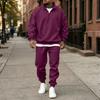Men's -Lined Stand Collar Sweatshirt Set, Casual Loose 2-Piece Outfit for Fall and Winter