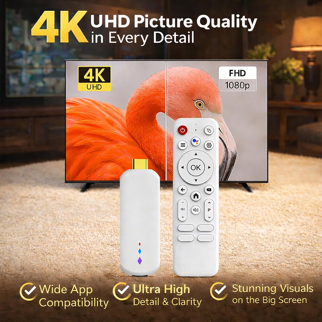 TV Box 4K   High Definition Streaming Media Player Voice Remote Access Portable Design