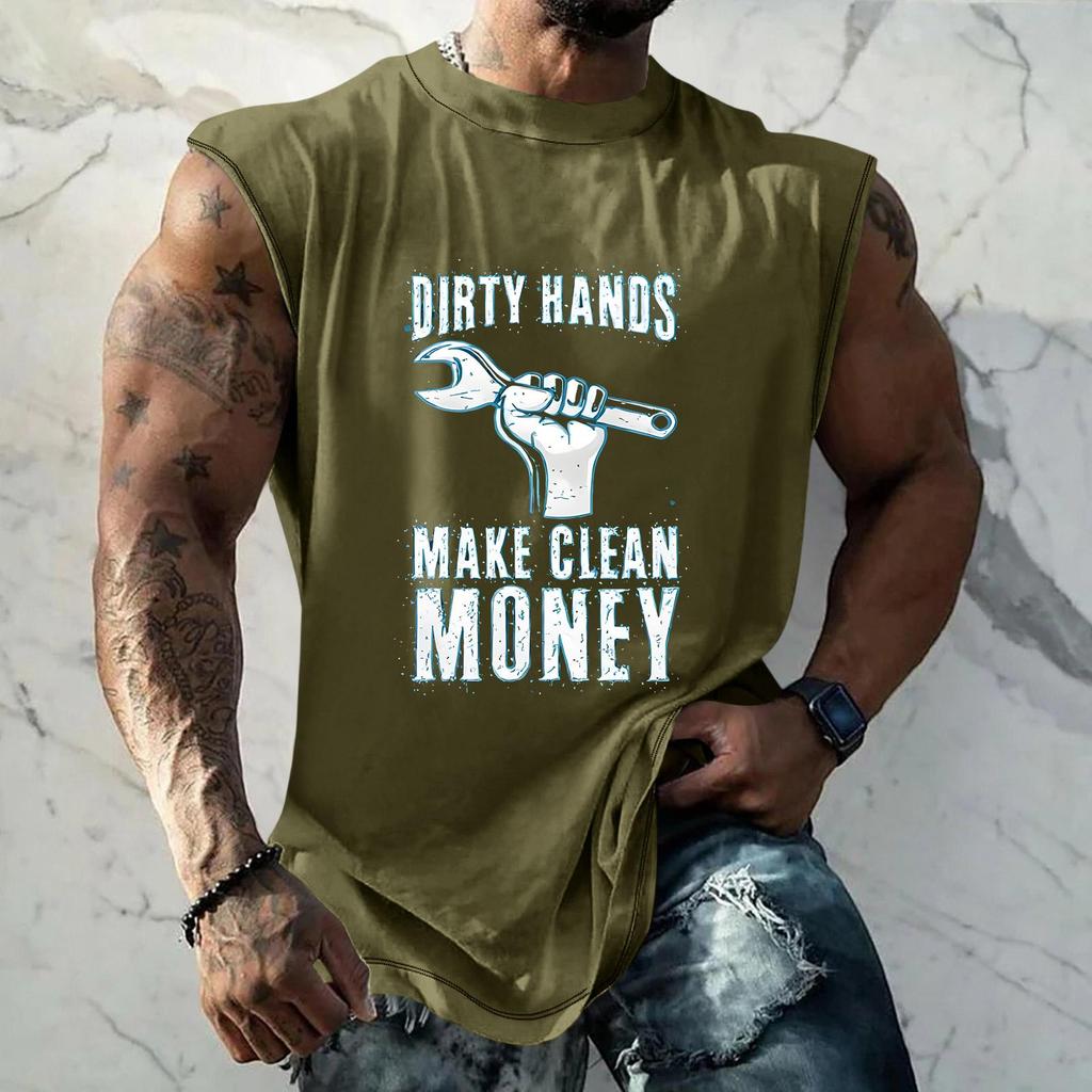Men Sleeveless Muscle Tank Top Casual Loose Fit Workout Shirt Labor Day Graphic Print Comfortable Lightweight Fabric