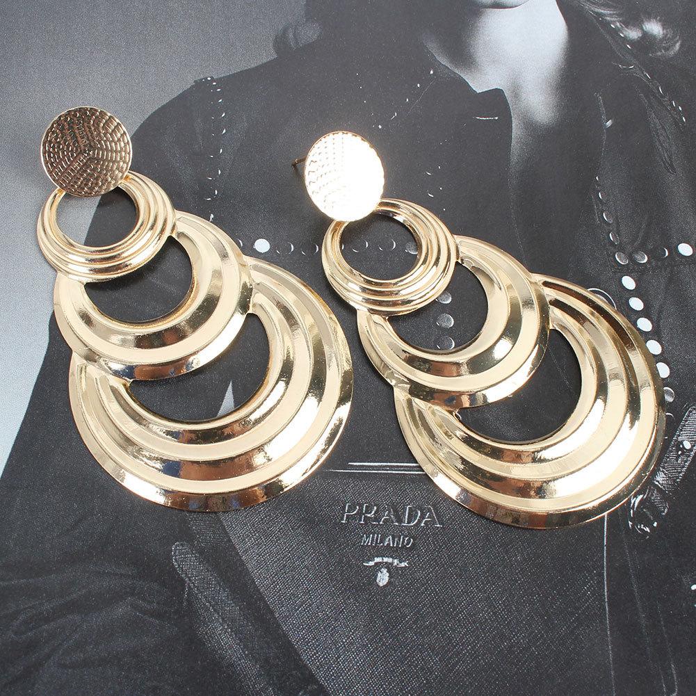 Retro Geometric Multi-layer Metal Circle Earrings, Creative and Simple Earrings, Earrings for Women
