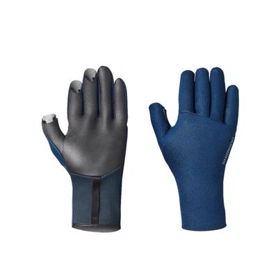 Shimano Double Chloroprene Large Gloves, 3-Piece Cut, GL-011V, Navy,