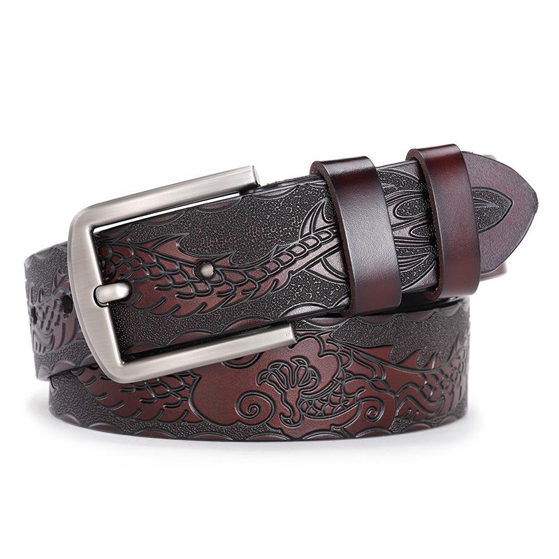 Leren Riem, Heren Leren Riem, Retro Pure Koeienhuid Riem Voor Mannen 115cm black