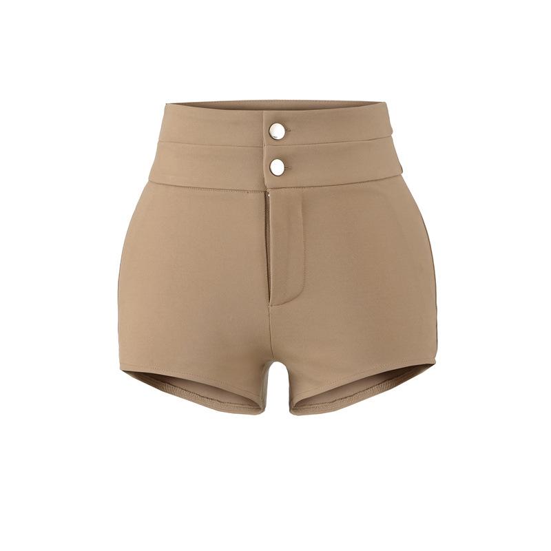 Vintage High-Waisted Slimming Two-Button Shorts for Women - Flattering, Versatile, Elastic Fit