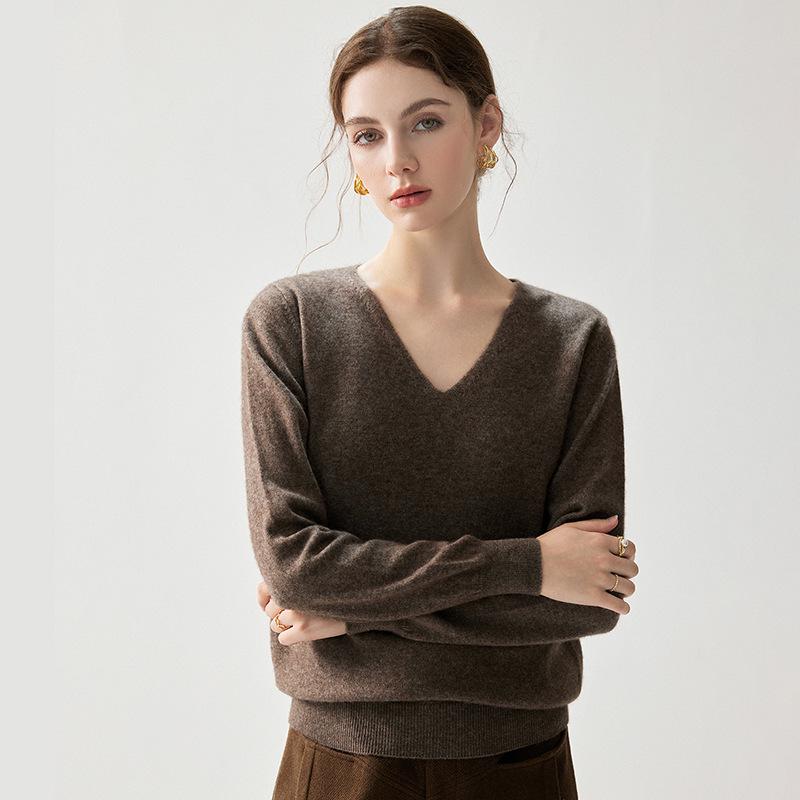 Women's Cashmere V-neck Sweater - 2026 Autumn/Winter Stylish Elegant Warm Loose Fit Pullover
