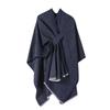 EMY-li Women's Poncho, Coat, Stole, Cape, Large, Spring Outerwear, Air Conditioning Protection (Navy, 160-135cm)