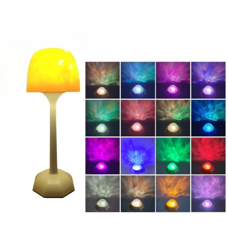 Cordless Shower Lamp,Bedside Lamp,Touch Ocean Wave Projector Light,3 Way Color Temperature,16 Color Changing Light,Dimmable