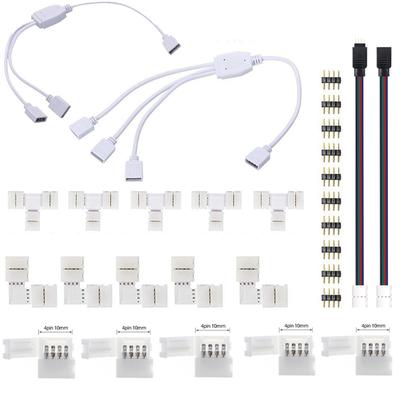 4-PIN 8MM 10MM RGB LED-Streifenlicht-Stecker 1 zu 2 3 5050 2835 5630 5730 LED-Streifen T L-Form Stecker LED-Licht RGB-Streifen