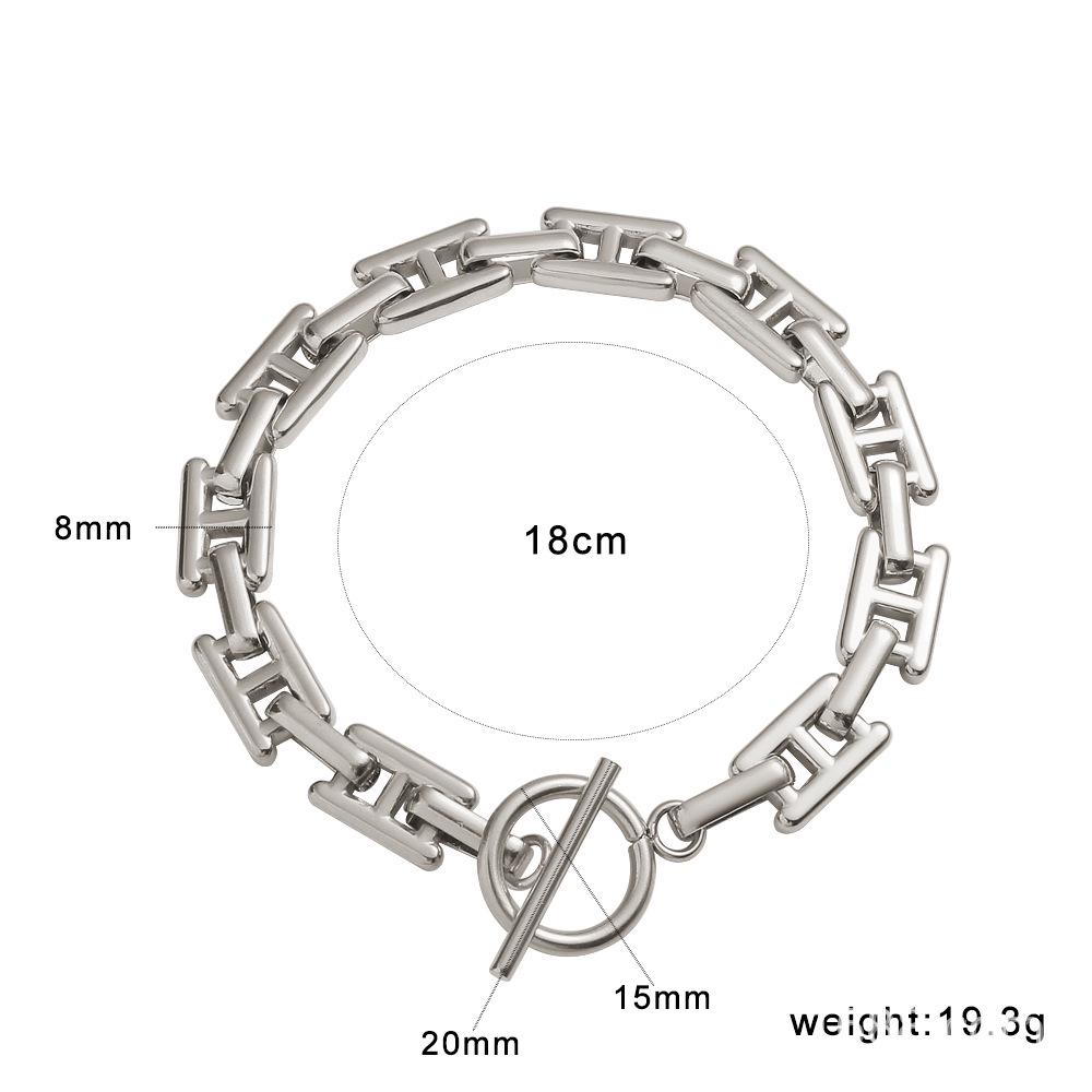 Meishi Duo Cross-border Fashion Exquisite Stainless Steel Japanese Character Buckle Necklace & Bracelet Chain Set