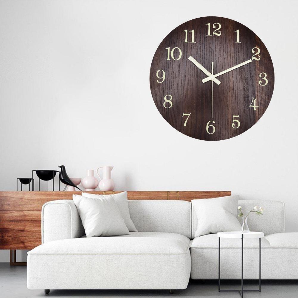 Wood Wood Wall Clock Quartz Movement Wall Hanging Clock Retro Style Rustic Wall Clock for Office