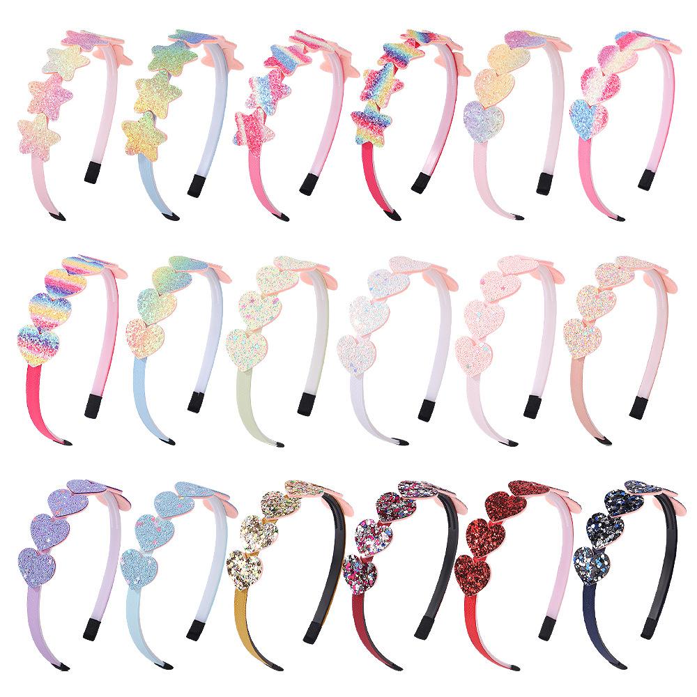 Children'S Candy Color Love Green Onion Powder Headband Cute Princess Gradual Change Rainbow Color Headband Hair Accessories 2544
