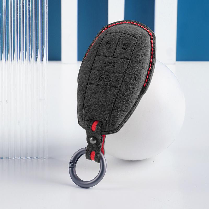 Alcantara Suede Car Key Fob Cover For Bentley Bentayga Continental Flying Spur Mulsanne Key Case Key Chains Ring Car Accessories