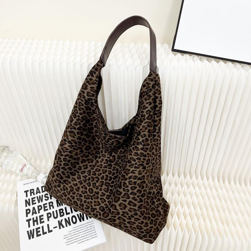 Retro Leopard Print Bag Women's New Autumn and Winter Fashion Shoulder Bag Casual Large-capacity Commuter Tote Bag