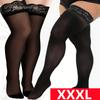 Sexy Oversized Women Lace Anti-Slip Stockings Plus Large Size Ultra Thin Thigh Knee High Girls Fishnet Long Socks Xxxxl