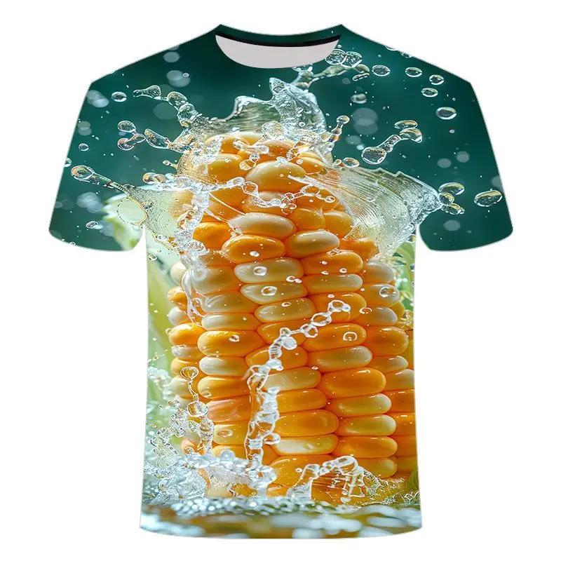 Sommermode Pflanze Gemüse Grafik T-Shirt Für Unisex Trend Lässig Melone und Frucht Blumen 3D Gedruckt Herren Kurzarm Tops