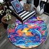 Dolphins Sunset Round Area Rug,Carpet Rug for Living Room Bedroom Sofa Playroom Decor,Non-slip Floor Mat