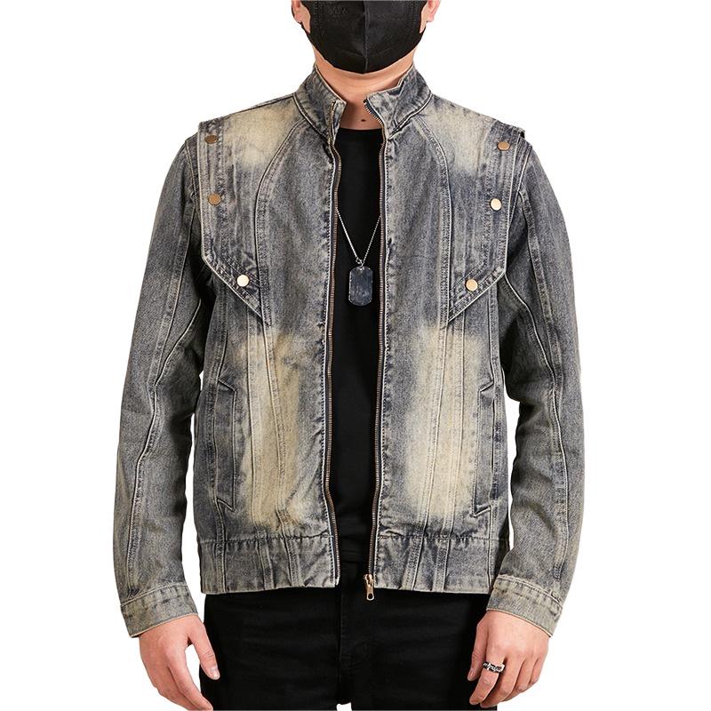 Xintang Men's Heavyweight Gradient Denim Jacket - 2024 Retro Workwear Edition